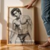 Male Nude Contour Line Art Wall Print Modern Home Decor