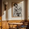 Male Nude Contour Line Art Wall Print Modern Home Decor