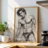 Male Nude Contour Line Art Wall Print Modern Home Decor