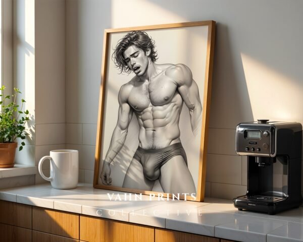 Male Nude Contour Line Art Wall Print Modern Home Decor
