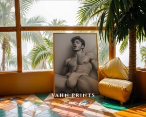 Artistic Male Figure Nude Sketch Wall Art Printable Poster