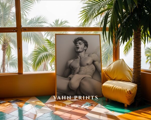Artistic Male Figure Nude Sketch Wall Art Printable Poster