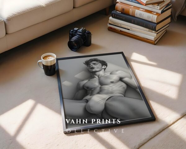 Artistic Male Figure Nude Sketch Wall Art Printable Poster