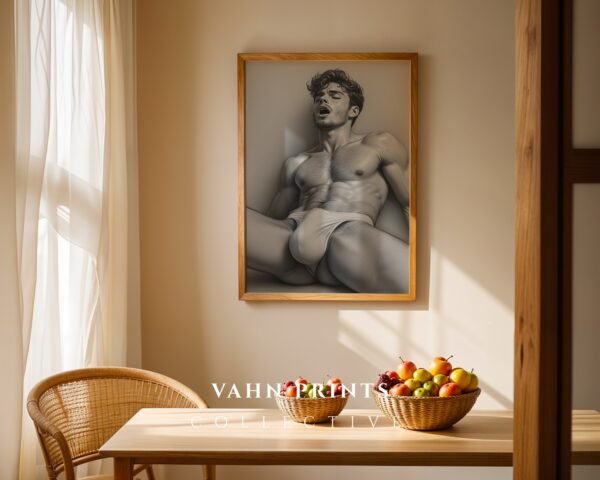 Artistic Male Figure Nude Sketch Wall Art Printable Poster