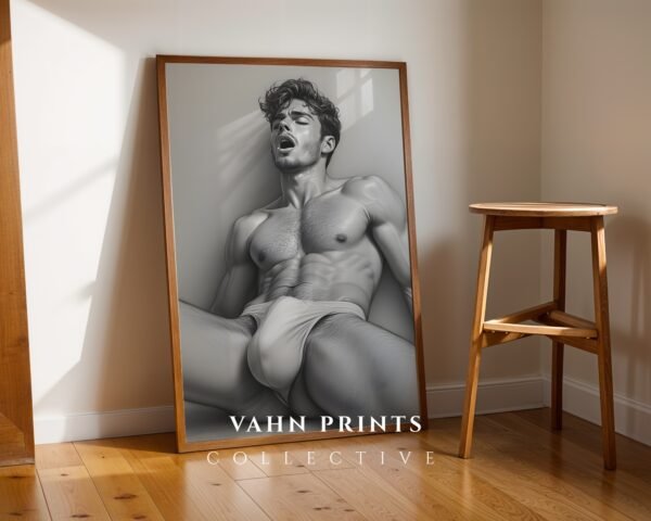 Artistic Male Figure Nude Sketch Wall Art Printable Poster