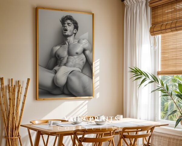 Artistic Male Figure Nude Sketch Wall Art Printable Poster