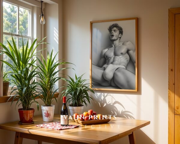 Artistic Male Figure Nude Sketch Wall Art Printable Poster