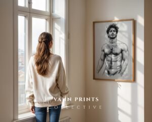 Male Nude Anatomy Line Art Minimalist Wall Decor Print