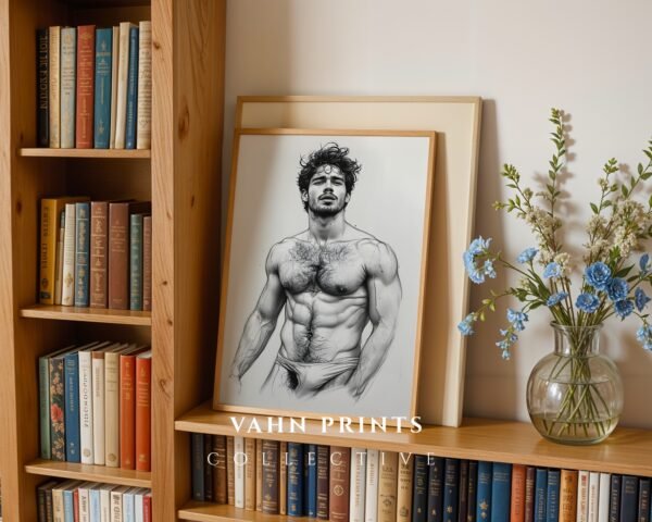 Male Nude Anatomy Line Art Minimalist Wall Decor Print