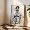 Male Nude Anatomy Line Art Minimalist Wall Decor Print