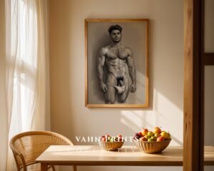 Contemporary Male Nude Wall Art Elegant Figure Line Drawing