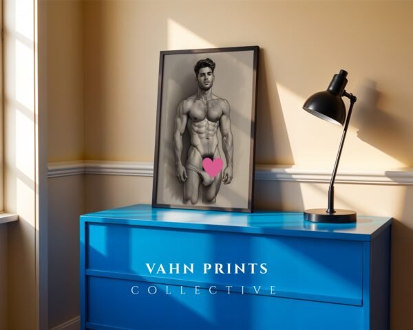 Contemporary Male Nude Wall Art Elegant Figure Line Drawing