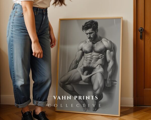 Minimal Male Nude Drawing Wall Art Modern Printable Decor