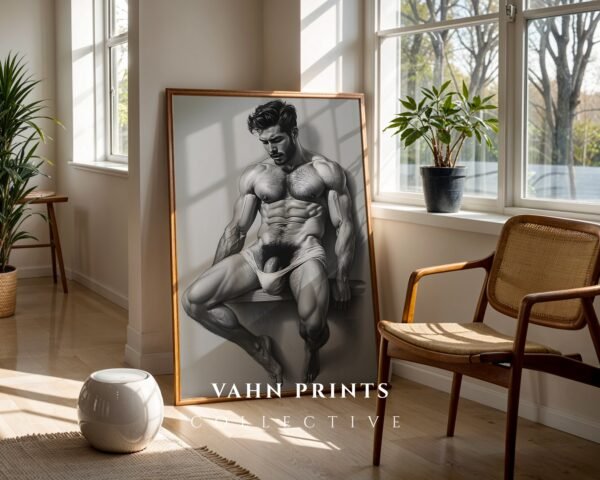 Minimal Male Nude Drawing Wall Art Modern Printable Decor