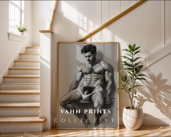 Minimal Male Nude Drawing Wall Art Modern Printable Decor