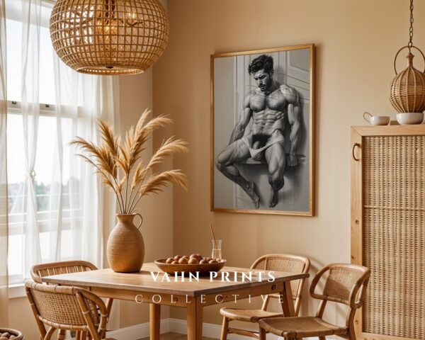 Minimal Male Nude Drawing Wall Art Modern Printable Decor