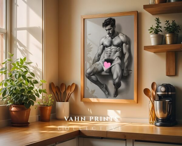 Minimal Male Nude Drawing Wall Art Modern Printable Decor