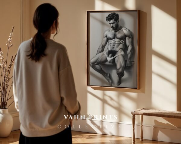 Minimal Male Nude Drawing Wall Art Modern Printable Decor