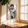 Male Nude Form Line Art Print Clean Modern Wall Art