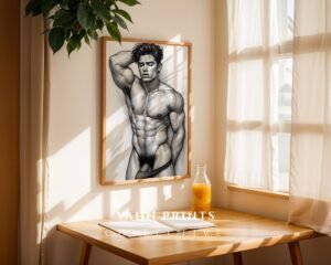 Male Nude Form Line Art Print Clean Modern Wall Art