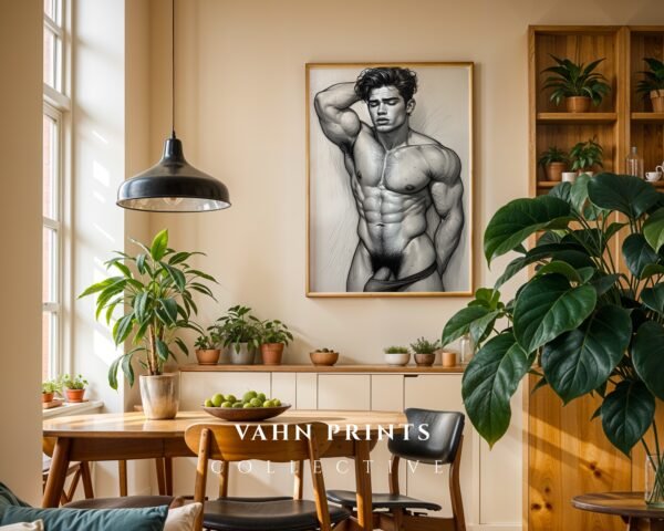 Male Nude Form Line Art Print Clean Modern Wall Art