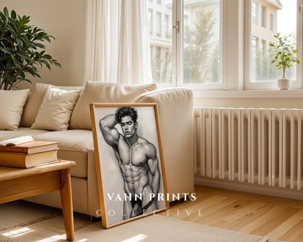 Male Nude Form Line Art Print Clean Modern Wall Art