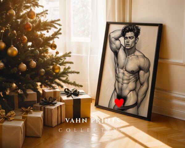 Male Nude Form Line Art Print Clean Modern Wall Art