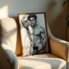 Male Nude Form Line Art Print Clean Modern Wall Art
