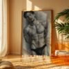 Stylized Male Nude Figure Wall Art Minimalist Sketch Download