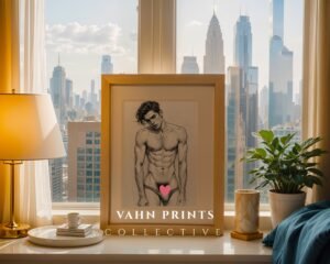 Hand Drawn Male Nude Line Art Wall Print Modern Decor