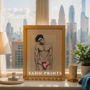 Hand Drawn Male Nude Line Art Wall Print Modern Decor