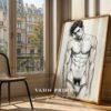 Hand Drawn Male Nude Line Art Wall Print Modern Decor