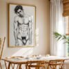 Hand Drawn Male Nude Line Art Wall Print Modern Decor