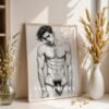 Hand Drawn Male Nude Line Art Wall Print Modern Decor