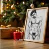 Hand Drawn Male Nude Line Art Wall Print Modern Decor