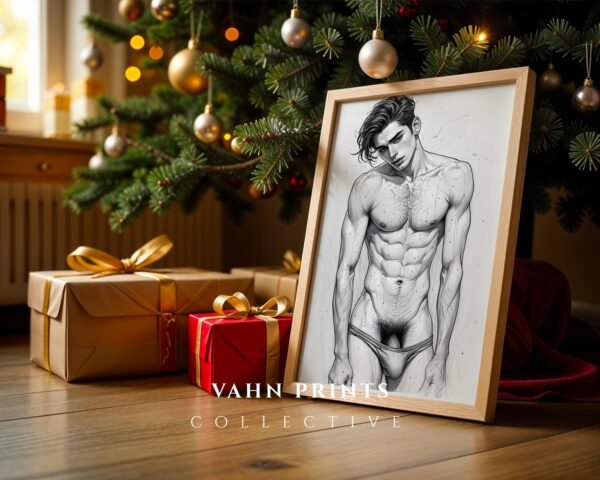 Hand Drawn Male Nude Line Art Wall Print Modern Decor