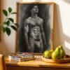 Masculine Figure Nude Art Print Minimalist Line Illustration