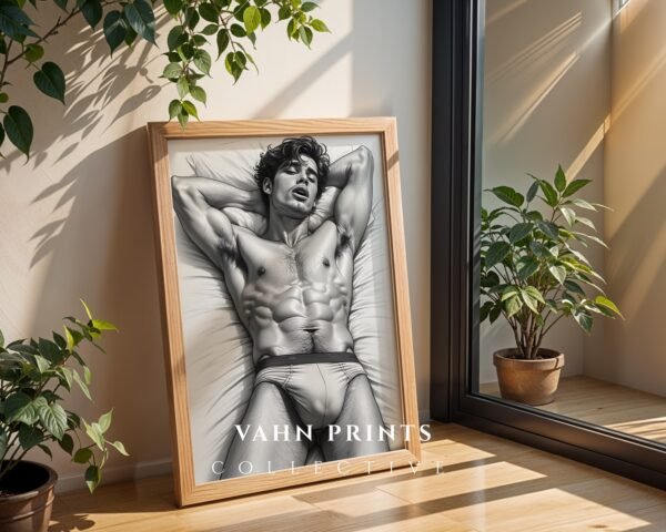 Male Nude Body Outline Wall Art Contemporary Printable