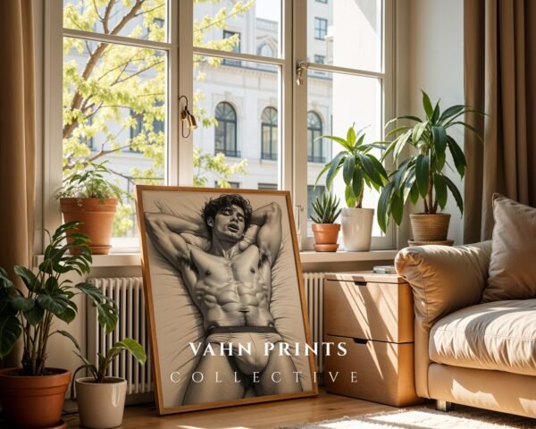 Male Nude Body Outline Wall Art Contemporary Printable