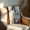 Simple Male Nude Line Drawing Wall Art Modern Print