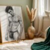 Simple Male Nude Line Drawing Wall Art Modern Print