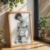 Simple Male Nude Line Drawing Wall Art Modern Print