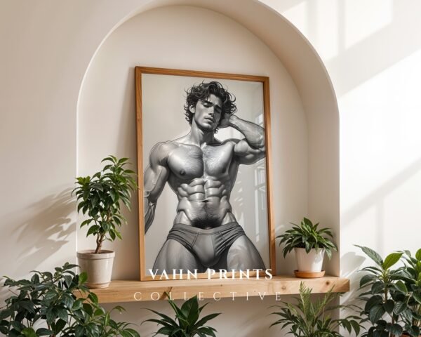 Elegant Male Figure Nude Wall Art Minimalist Design