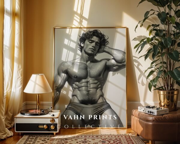 Elegant Male Figure Nude Wall Art Minimalist Design