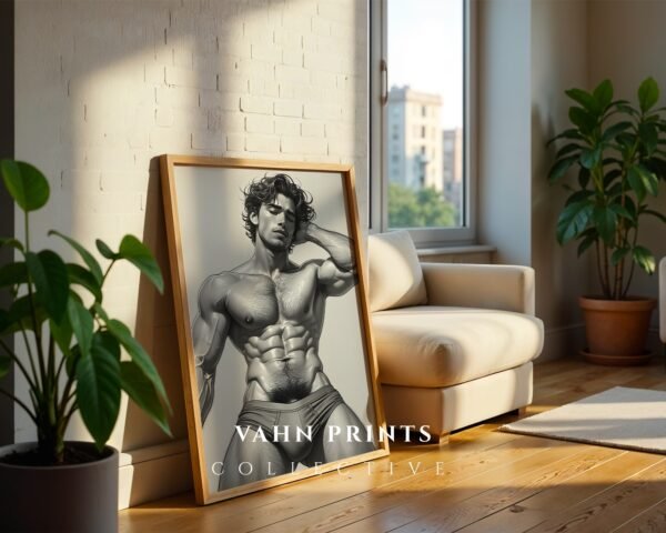 Elegant Male Figure Nude Wall Art Minimalist Design