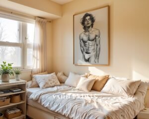 Modern Male Nude Wall Decor Clean Line Art Poster