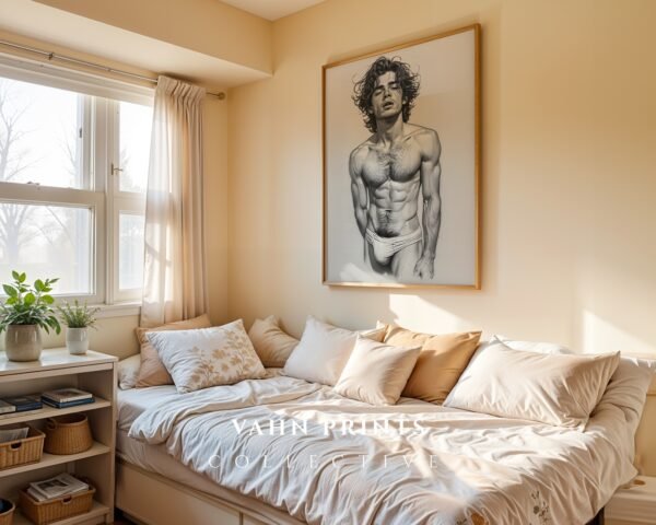 Modern Male Nude Wall Decor Clean Line Art Poster