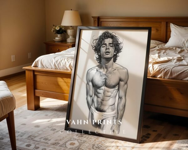 Modern Male Nude Wall Decor Clean Line Art Poster
