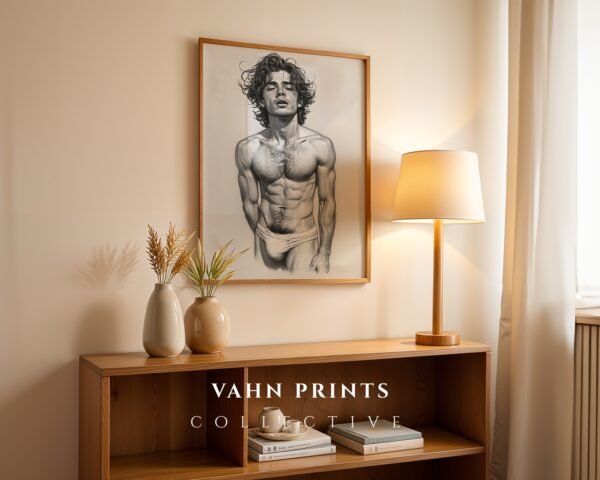 Modern Male Nude Wall Decor Clean Line Art Poster