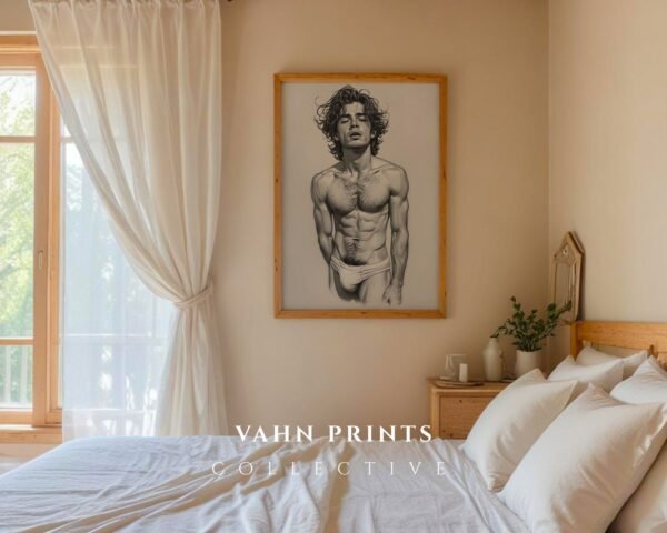 Modern Male Nude Wall Decor Clean Line Art Poster